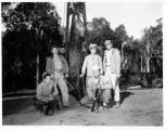 Engineers of the 797th Engineer Forestry Company pose with their catch after a round of huntin' deer in Burma.  During WWII.