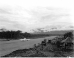 A Republic P-47 Thunderbolt at an airstrip in Burma in 1944.  Aircraft in Burma near the 797th Engineer Forestry Company.  During WWII.