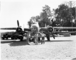 Aircraft in Burma near the 797th Engineer Forestry Company, a B-25 bomber.  During WWII.