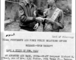 Staff Sergeant Richard W. O'neal shares stick of gum with Chinese soldier. Sgt. O'neal, assigned to CACW, was an aerial photographer who had served in India and China.