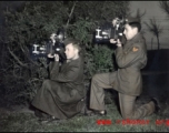 American GIs take pictures with oversized cameras in the CBI during WWII. From the collection of Hal Geer.