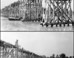 Allies building a wooden trestle bridge in the CBI during WWII.  From the collection of Hal Geer.