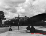 A B-25 of the Ringer Squadron in the CBI.   From the collection of Wozniak, combat photographer for the 491st Bomb Squadron, in the CBI.