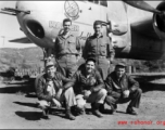 Crew of American servicemen with the B-25H "Wabash Cannonball", of the 491st Bomb Squadron, in the CBI.