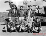 Aircrew members of the 491st Bomb Squadron pose for photo with the "Wabash Cannonball", a B-25H, at Yankgkai, Airbase, China, circa 1944.  Left to right; front row - S/Sgt Walter S. Faulkner (engineer-gunner), T/Sgt Ramond L. Koenig (radio), T/Sgt Kenneth E. Norris (radio), S/Sgt Leo J. Flanagan (armorer); rear - Capt. Paul L. Ley (pilot), Capt Frank O. Cullen (pilot), Lt. Howard R. Edelman (bombardier)  (Information courtesy of Tony Strotman)