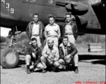 Photo opportunity with B-25J, #439, for these aircrew members of of the 491st Bomb Squadron at Yangkai, China.  The officers (rear) are Capt. Ralph P. Borgesson (pilot), Lt. Donald L. Dalton (copilot), Lt Paul W. Boeyink (bombardier) and in the front are S/Sgt Maynard T. Mann (engineer), T/Sgt Leonard C. Stamey (radio) and S/Sgt Mortn A. Giles (gunner).