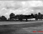 An American B-25D bomber, #41-30387, on the taxiway at Yangkai, Yunnan province, in the CBI.