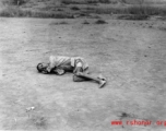 The sick and weakened during the Chinese civilian evacuation in Liuzhou city Guangxi province, China, during WWII, during the summer or fall of 1944 as the Japanese swept through as part of the large Ichigo push.