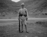 A "Chongwa Bing" (中国兵; Chinese soldier) guarding the base at Guilin (Kweilin) or Liuzhou (Liuchow) base, in Guangxi province, China, during the Second World War.