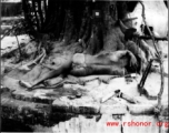 A man sleeps under a banyan tree in India during WWII.  In the CBI. Photo submitted by Glenn S. Hensley, Kirkwood, MO.