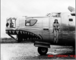 A B-24 bomber with nose art in the CBI during WWII.