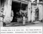 A butcher shop in Calcutta, 1943, during WWII.  Photo from Kenneth M. Sumney.