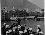 In Hong Kong on Jan. 16, 1946, Liberty-bound sailor of the United States Fleet head for liberty landing in downtown Victoria, Hong Kong.  Those who had been to Shanghai or North China found a pleasant change in Hong Kong's modern amenities. In the CBI.  U. S. Navy official photo.