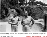 Colonel George Van Zee with Brigadier General Fritz Briedster (right) on the Burma Road, 1944.  Photo from George Van Zee.