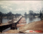 A floating or pontoon bridge in the CBI, probably part of road transport into China from Burma/India.