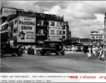 Street scene and large billboards in India during WWII.  Photo from Frank A. Bond.