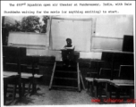 493rd Squadron open air theater Pendeveswar, India, with Dale Strohbehn sitting in wait.