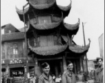 American GIs tour Chongqing, including a some cool architecture, during WWII.  Photo from Harold L. Block.