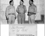 General Chennault and Colonel Ed Rector stand in front of map with another GI, during WWII.  Photo from M. J. Hollman.