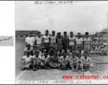 GIs on the term pose in a Chengdu baseball all-star game, July 4, 1945.