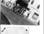 Personal delivery in Calcutta during WWII--several men carrying a large burden in 1944.  Photo from Harold E. Tibbs.