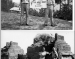 Two GIs at U.S. Army rest camp at Ranikhet, and the same GIs in front of elaborate tomb. In the CBI during WWII.