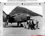 A CACW B-25 crew walks to their bomber at a location in southern China, most likely Guangxi province, readying for a mission. They are:  Lt. K. W. Fang  Capt. W. P. "Kit" Carson,  Capt. C. Y. Lin  Lt. M. H. Chow