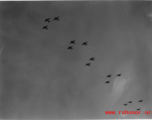 B-25 Mitchell bombers in flight in the CBI, in the area of southern China, Indochina, or Burma.