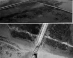 Images from a fly-over to confirm bombing effectiveness on a bridge in southern China or Indochina, during WWII.