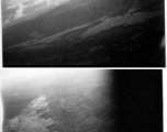 Aerial views as smoke rises on the ground after an attack by American B-25s in either SW China, Indochina, or the Burma area.  This might be fairly close to Tengchong in China. During WWII.