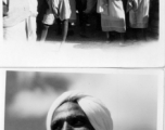 Market with temple rooftop in the background (top), and elderly turbaned man (bottom).  Scenes in India witnessed by American GIs during WWII. For many Americans of that era, with their limited experience traveling, the everyday sights and sounds overseas were new, intriguing, and photo worthy.