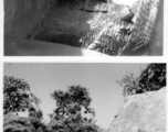 Dehusking grain by "dhenki" foot lever (top), and threshing grain (bottom). India.  Scenes in India witnessed by American GIs during WWII. For many Americans of that era, with their limited experience traveling, the everyday sights and sounds overseas were new, intriguing, and photo worthy.